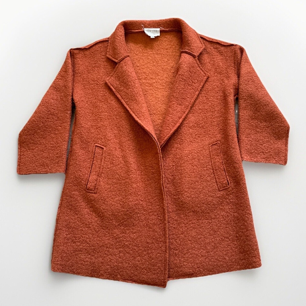 Moon River Coat Womens M Worsted Wool Burnt Orange Overcoat Trench Anthropologie